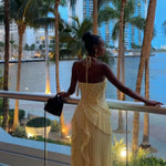 Grace Holloway | Pleated Ruffle Halter Maxi Dress For Women