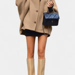 Ambreline Wool Coat with Notched Collar and Mid-Length Batwing Sleeves