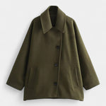 Ambreline Wool Coat with Notched Collar and Mid-Length Batwing Sleeves