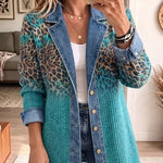 Olivia | Vintage Elegant Denim Leopard Print Jacket