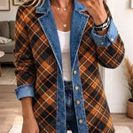 Clemmie™ | Brown Plaid Denim Jacket