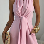 Valentina | Halter Jumpsuit with Tie Front and Wide-leg Palazzo Cut
