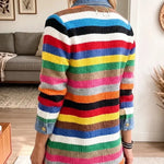 Reta™ | Striped Feather Print Denim Jacket