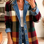Effie™ | Colour Block Plaid Denim Jacket