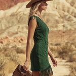 Bohemian Retro One-Shoulder Sleeveless Fringed Faux Suede Mini Dress