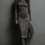 Lorraine | High-Neck Long Sleeve Midi Dress