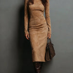 Lorena™ | Long Brown Midi Dress