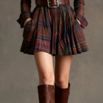 Vintage Red and Brown Checked Mini Dress (Includes belt)
