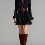 Vintage Red and Brown Checked Mini Dress (Includes belt)