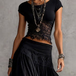 Adelina | Black lace set and pleated skirt
