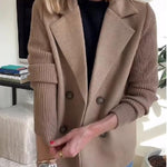 Lapel Button-Down Knit Sleeve Casual Jacket
