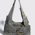 Vintage Washed Denim Shoulder Crossbody Underarm Bag