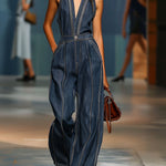 【24-hour shipping out】V-Neck Casual Retro Sleeveless Wide-Leg Denim Jumpsuit