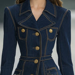 【24-hour shipping out】Classic and Playful Large Lapel Ruffled Hem Waist Denim Mini Dress