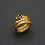 Vintage Light Luxury Water Drop Zircon Snake Ring