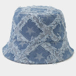Casual Fashion Five-pointed Star Raw-edge Denim Bucket Hat