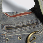 Vintage Washed Denim Shoulder Crossbody Underarm Bag