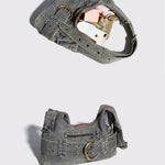 Vintage Washed Denim Shoulder Crossbody Underarm Bag