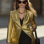High-End Fashionable Loose Gold Pleated Suit Jacket