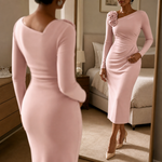 Rowena | 3D Rose Ruched Bodycon Midi Dress