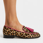 Fiamma Moccasin™ | Leopard Print with Fuchsia Trim and Tassels