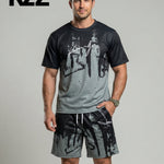 KZZ Men's New Crew-Neck Casual T-Shirt Set