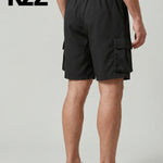 KZZ Men's Plus Size Solid Flap Pocket Cargo Shorts