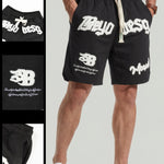 KZZ Men's Letter Embroidery Patched Drawstring Waist  Shorts