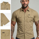KZZ Durable Short Sleeve Workwear Button Down Shirt