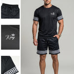 KZZ Men's Slim Fit Crew Neck Short-Sleeve and Shorts Suit