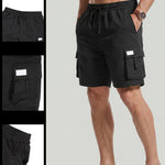 KZZ Men's Plus Size Solid Flap Pocket Cargo Shorts