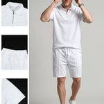 KZZ Solid-Color Short-Sleeve T-Shirt and Drawstring-Waist Shorts