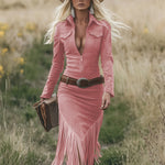 Valencia | Suede dress with fringes