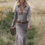 Valencia | Suede dress with fringes
