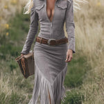 Valencia | Suede dress with fringes