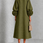 IVY™ | Floral Midi Dress with Rose-Cuff Sleeves