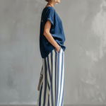 Cozy Loose-fit Striped Faux Cotton-linen Two-piece Set