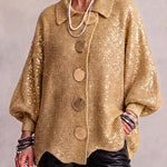 Elvinia™ | Oversized Collared Cardigan With Large Metal Buttons