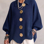 Elvinia™ | Oversized Collared Cardigan With Large Metal Buttons