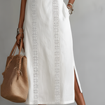 Jimena | Relaxed Embroidered Mandarin Collar Midi Dress