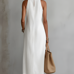 Jimena | Linen Midi Dress with Mao Collar