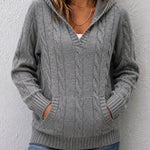 Corabelle™ | Cable-Knit V-neck Sweater With Hood