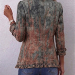 Bristow | Vintage Gradient Textured Print Ruffle Jacket