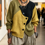 Bérénice – Knit Cardigan with Diagonal Button Panel