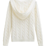 Corabelle | Cable-Knit V-neck Sweater With Hood