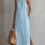 Jimena | Linen Midi Dress with Mao Collar