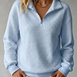 Brynmore™ | Solid Color Stand Collar Long Sleeve Casual Loose Waffle Knit Pullover