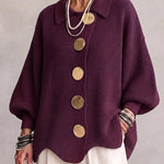 Elvinia™ | Oversized Collared Cardigan With Large Metal Buttons