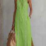 Jimena | Linen Midi Dress with Mao Collar