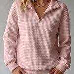Brynmore™ | Solid Color Stand Collar Long Sleeve Casual Loose Waffle Knit Pullover